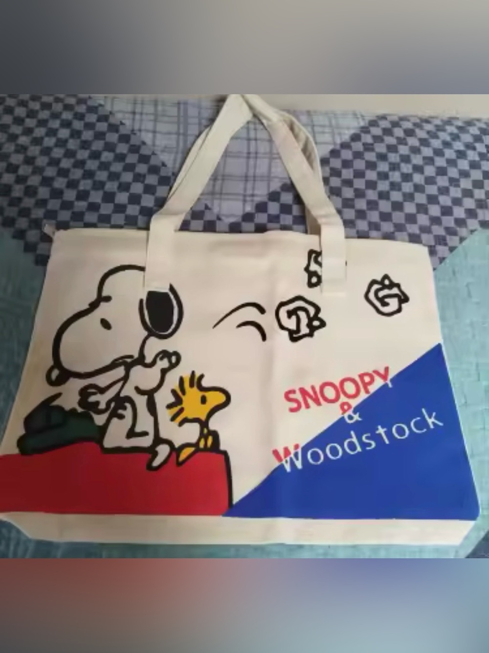 Peanuts Snoopy Canvas Tote Bag – Large Capacity Shoulder Travel Bag with Zipper - Picture 2 of 3
